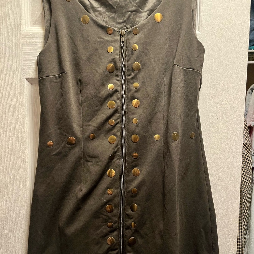 Cynthia Rowley Olive Green Dress with Gold Details